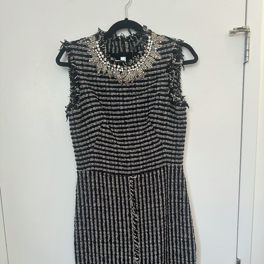 Alexander McQueen Black/Ivory Tweed Dress Size 44/US 8
